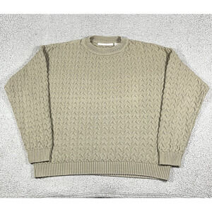 Perry Ellis Sweater Mens L Textured Cable Knit Made USA Pullover 90s Crewneck